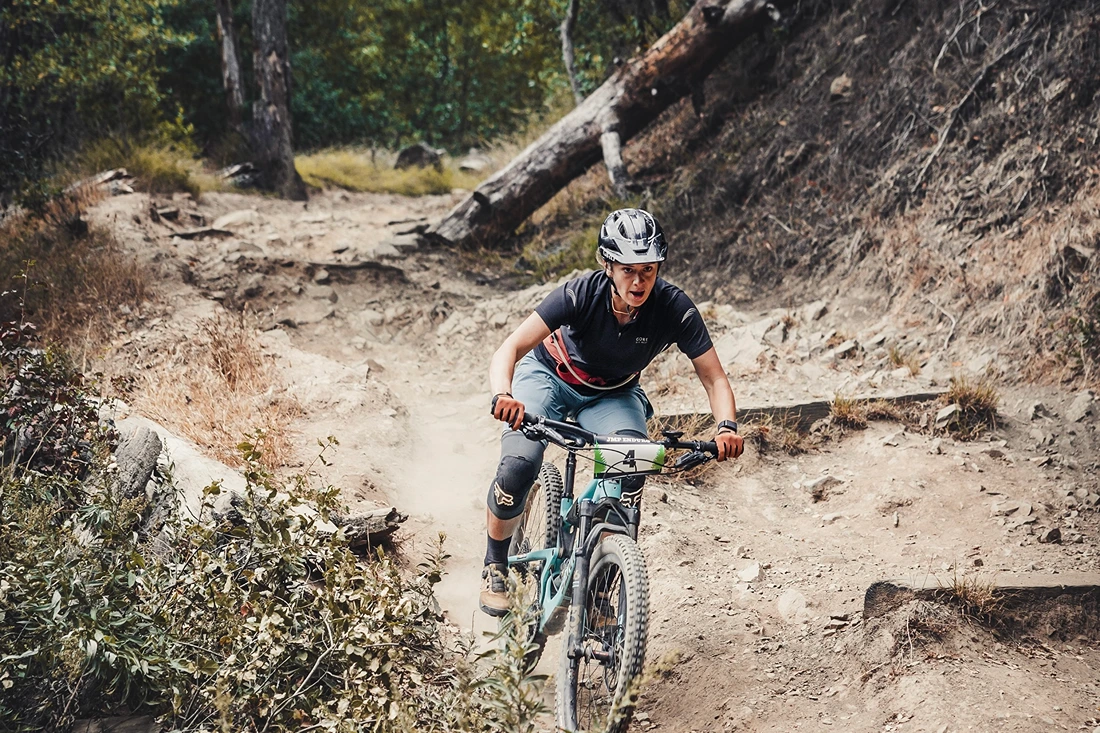 Ashlee Wilson, Joaquin Miller Park Enduro Expert Women winner, racing down Stage 2: Chaparall Trail